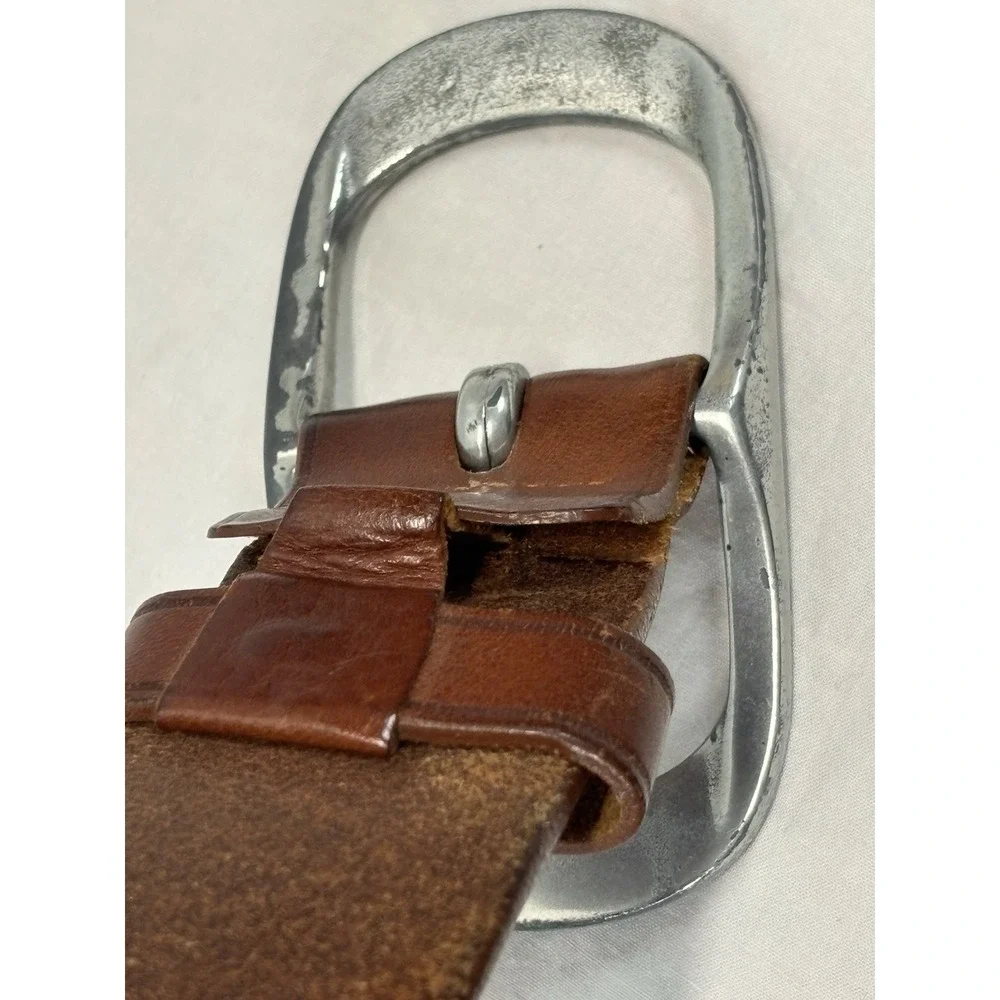 Ermenegildo Zegna Sport Leather Belt Men's 38 Brown Casual Made In Italy READ